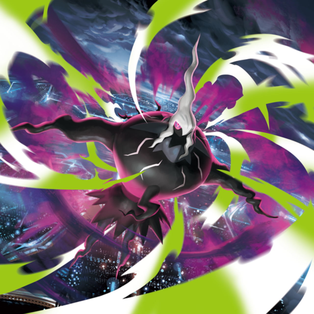 A dark figure surrounded by vibrant, swirling colors and light effects.