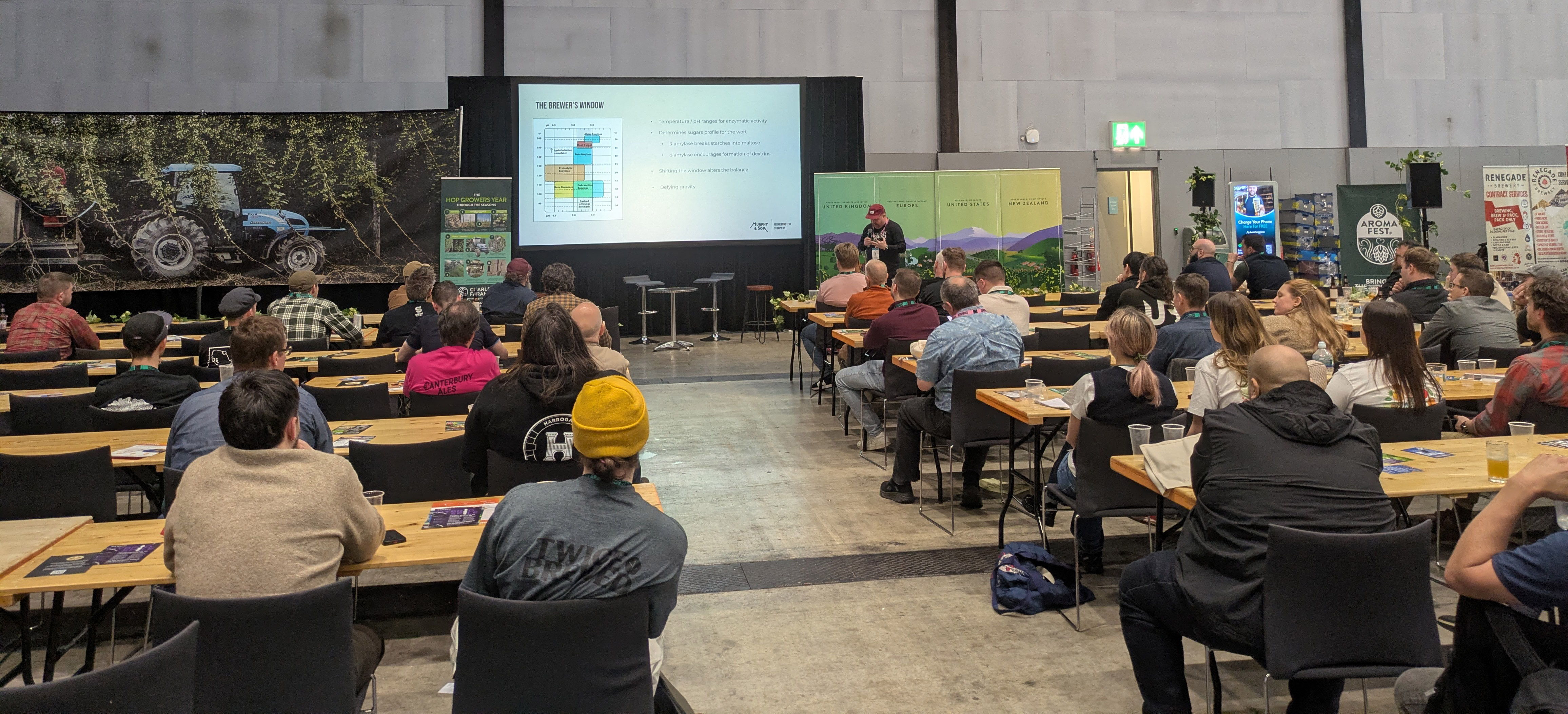 A group of brewers listening to a brewing seminar at the BeerX show in Liverpool.