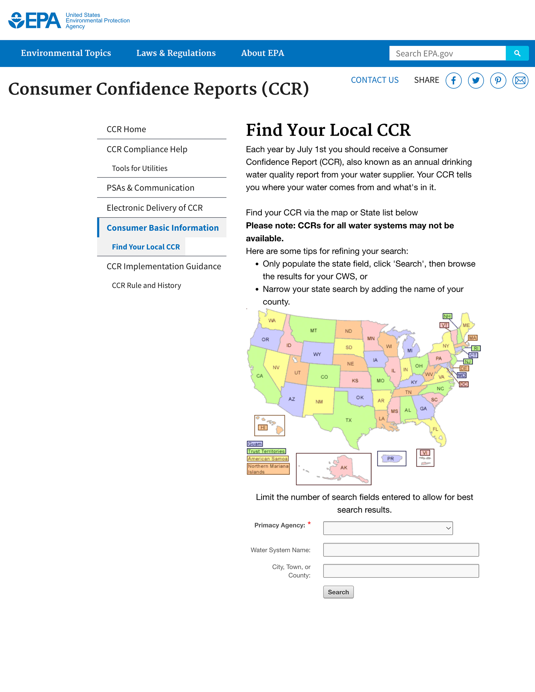 EPA Consumer Confidence Report