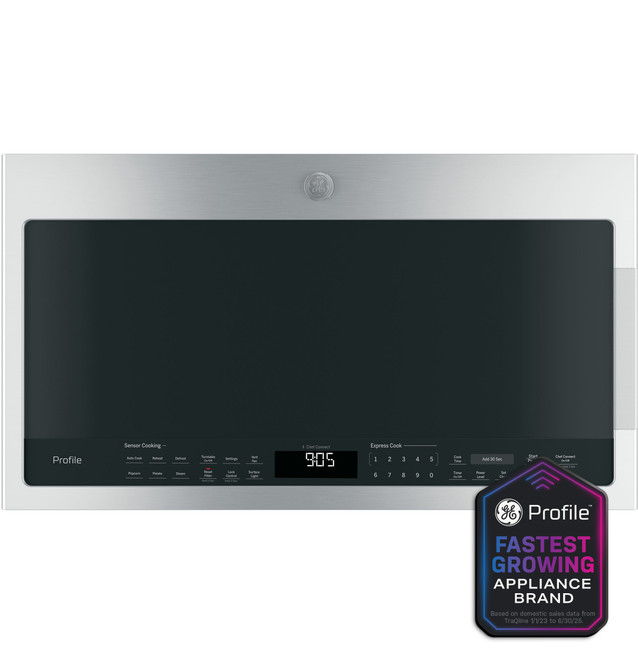 Microwave oven with a sleek design and digital control panel.