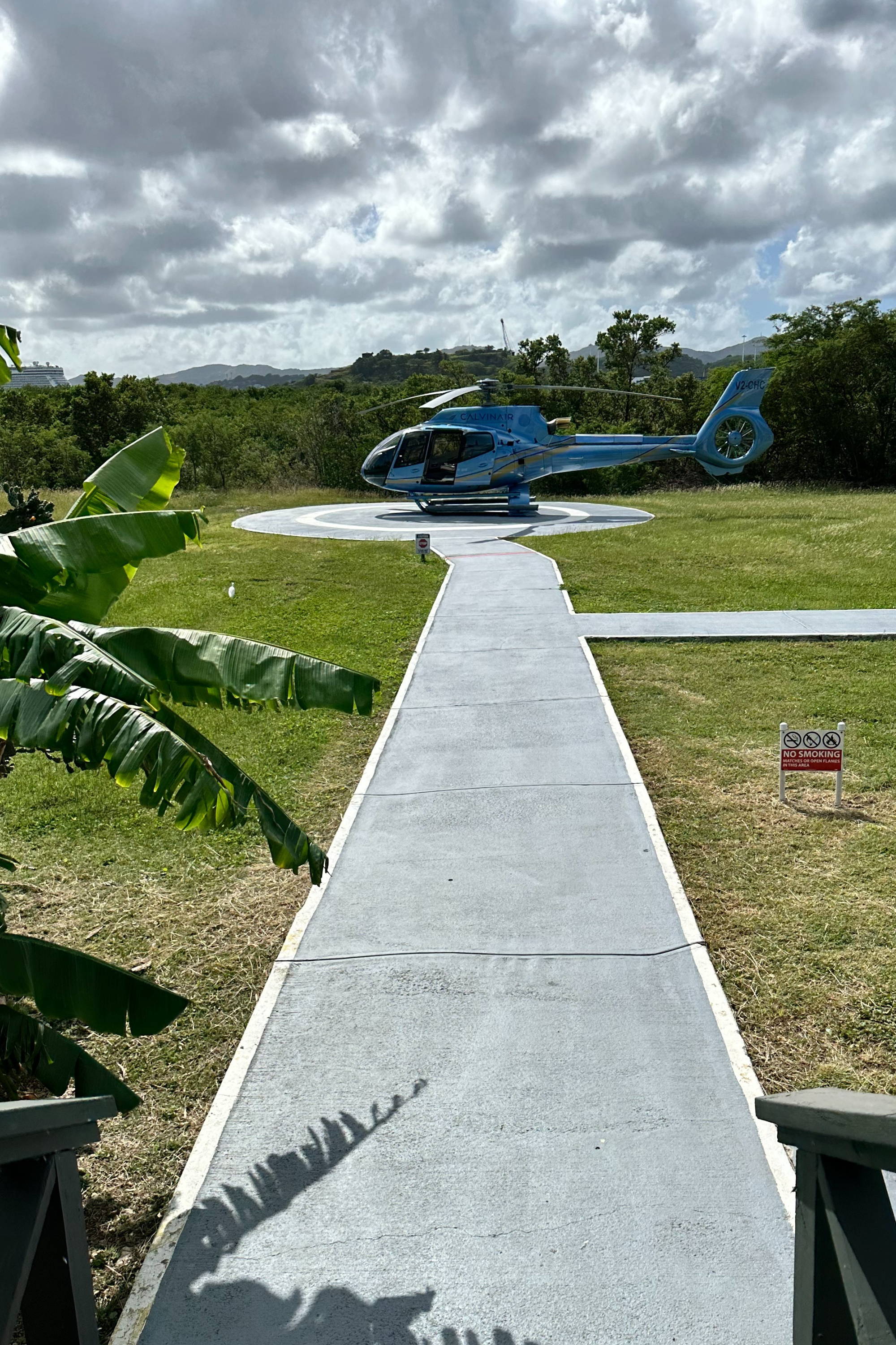 Helicopter pad in the island of Barbuda in the Caribbean