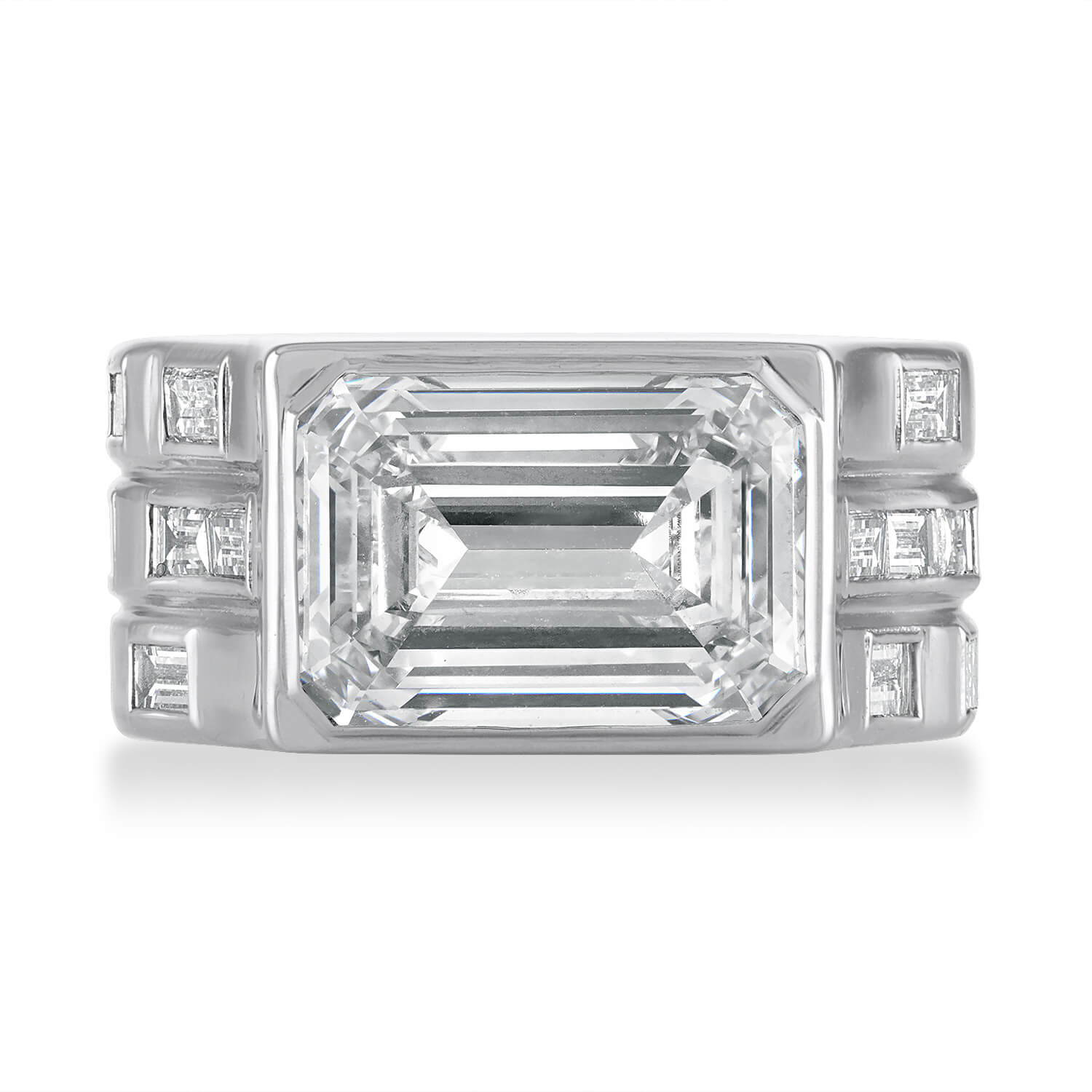 east west emerald cut engagement ring