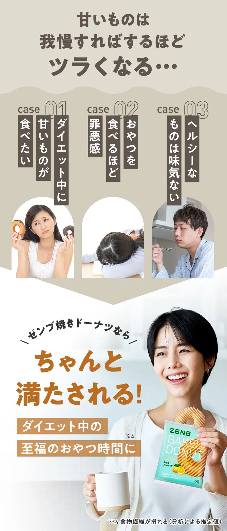 A promotional image about cravings and dieting with product suggestions.
