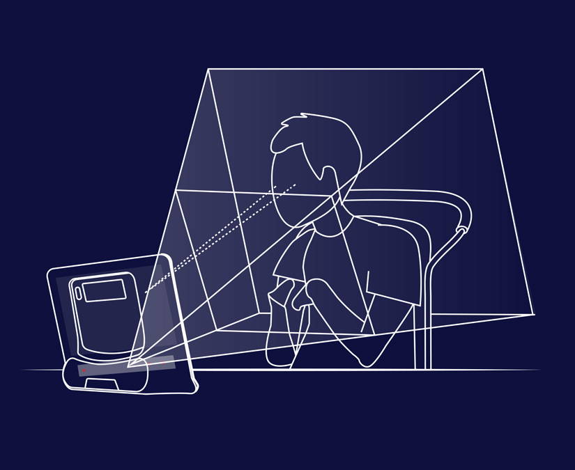 Illustration of how the Tobii Dynavox eye tracker works 