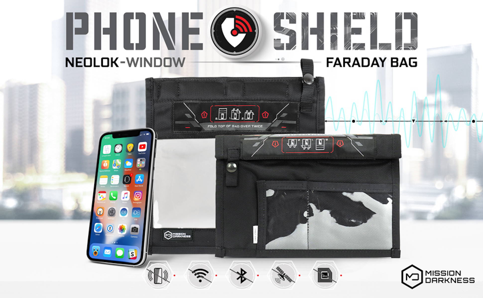 Mission Darkness NeoLok Window Faraday Bag for Phones signal blocking cell phone protection