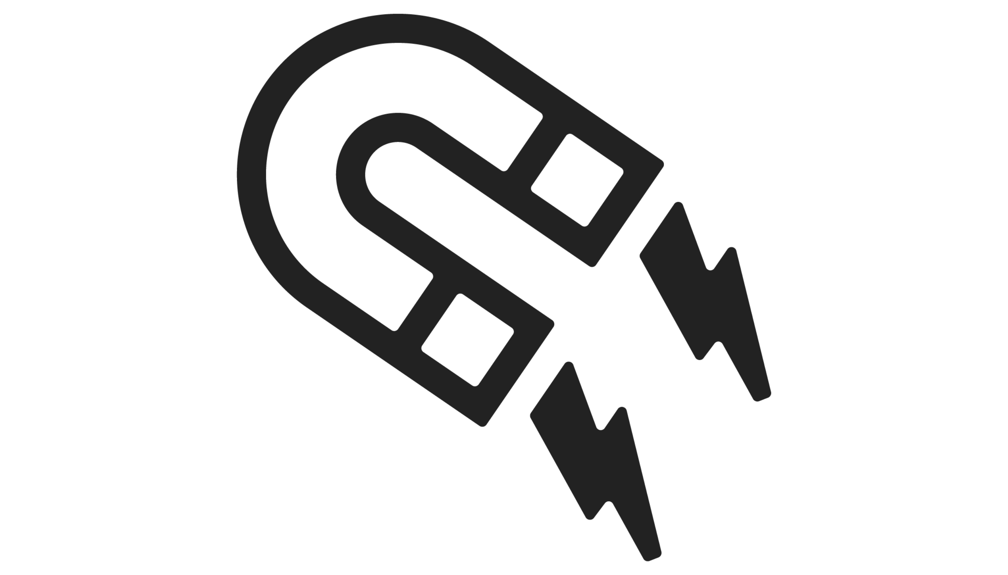 Magnet with lightning bolts, symbolizing attraction or energy.