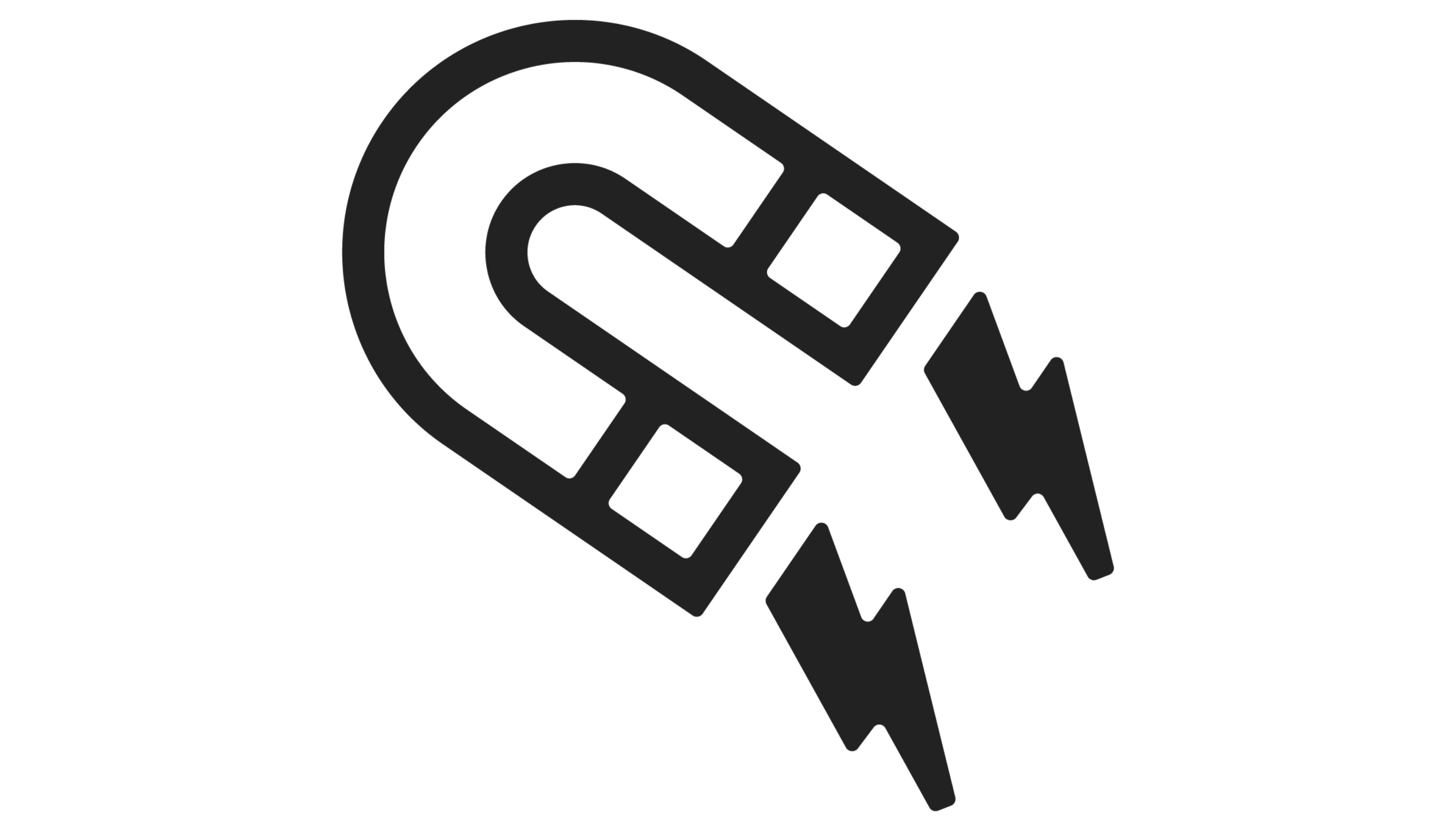 Magnet with lightning bolts, symbolizing attraction or energy.