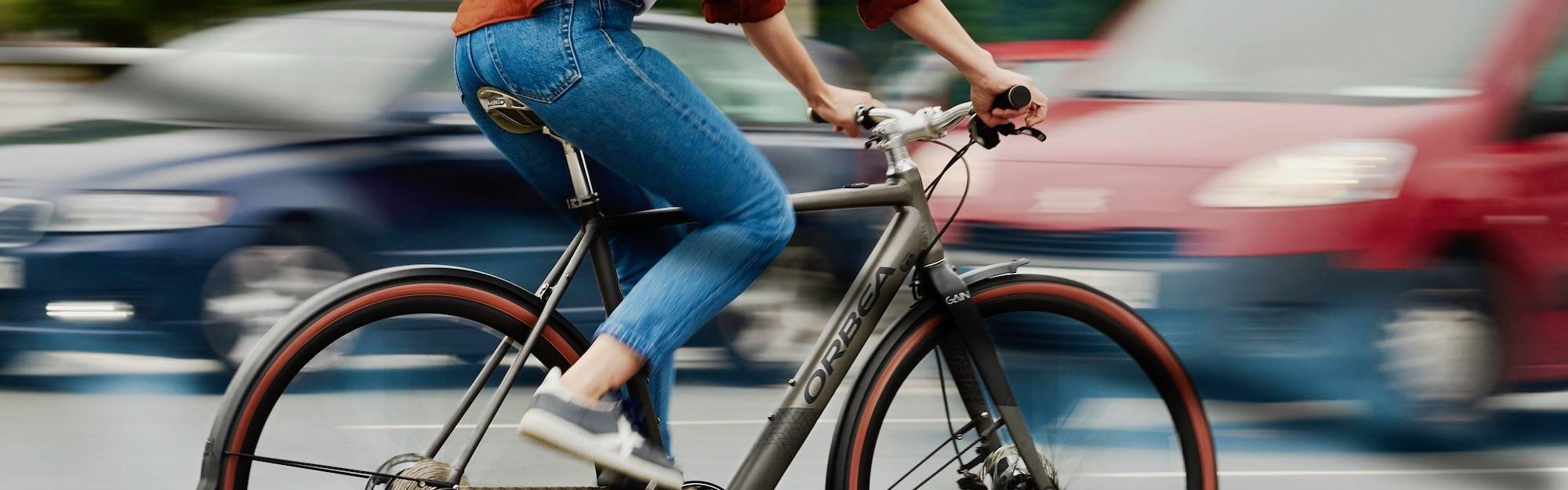 Cruising the streets on Orbea bikes.