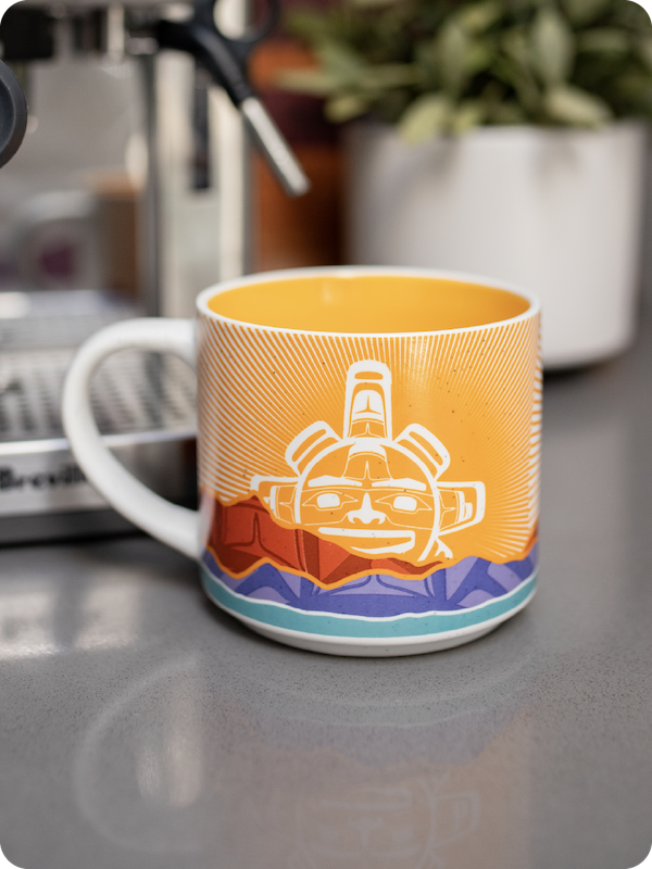Chilkat Sun 16oz Ceramic Mug by Nahaan, Tlingit