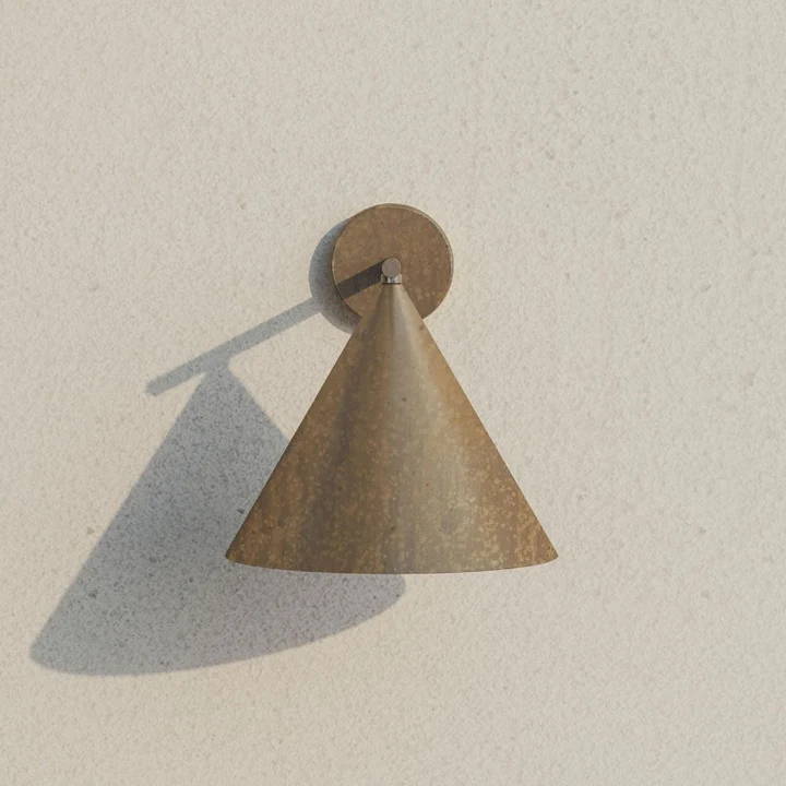Exterior Brass Cone Straight Arm Wall Light
