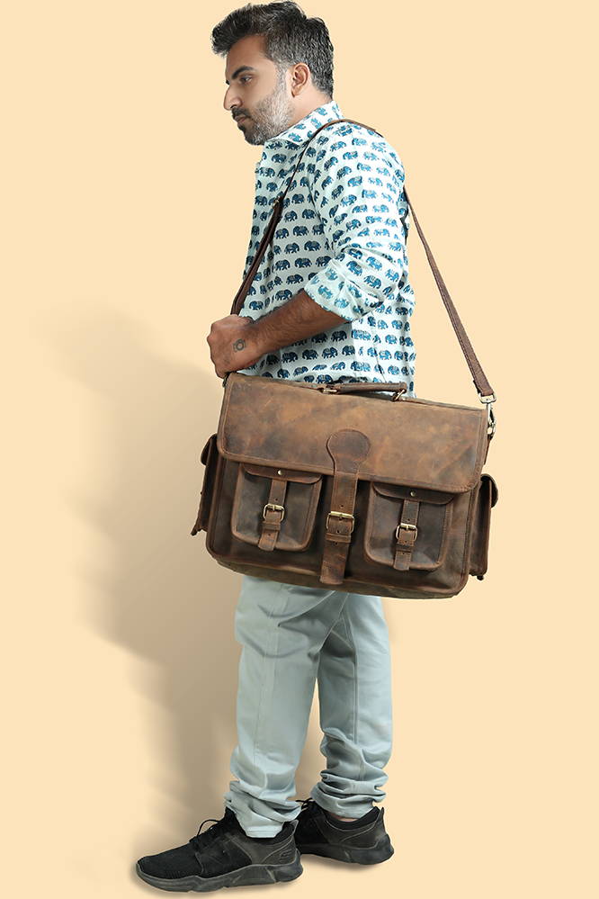 Men's Leather Messenger Bag Laptop Briefcase - Satchel Work Bag – The ...
