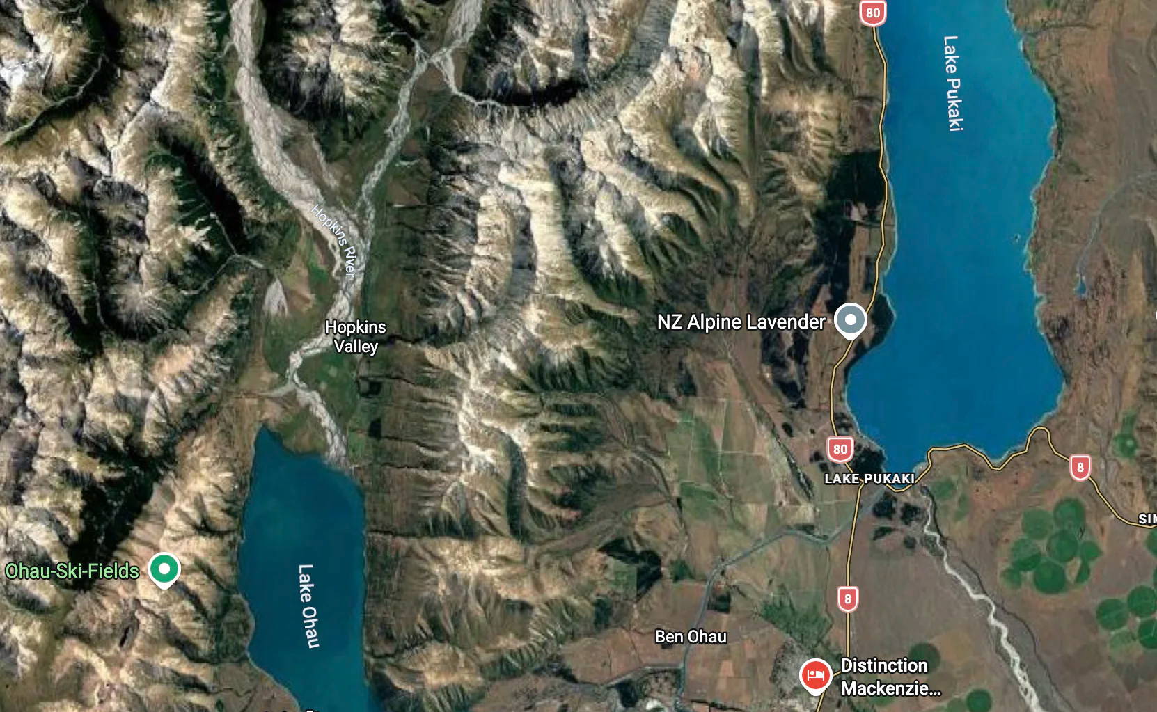 Ohau ski field location map