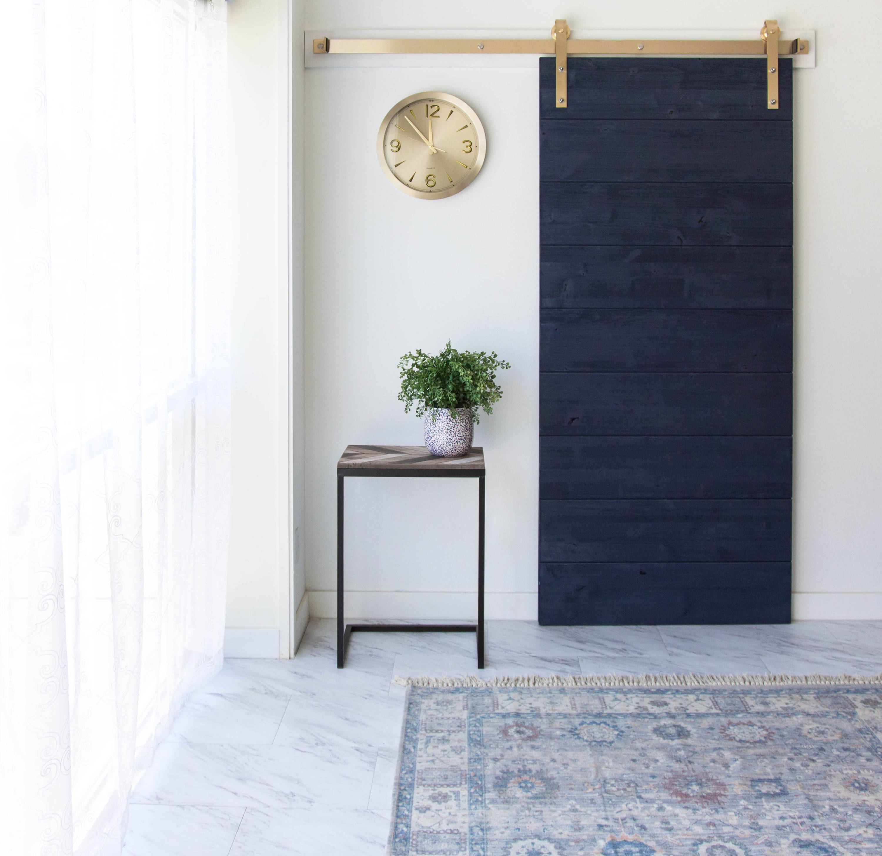 Blue Barn Door with Solid Brass Hardware