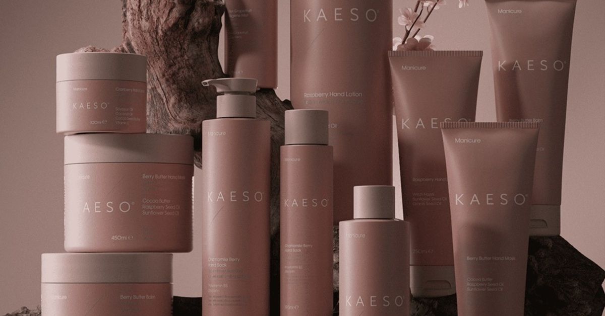 Assorted skincare products in various containers and sizes on a neutral background.