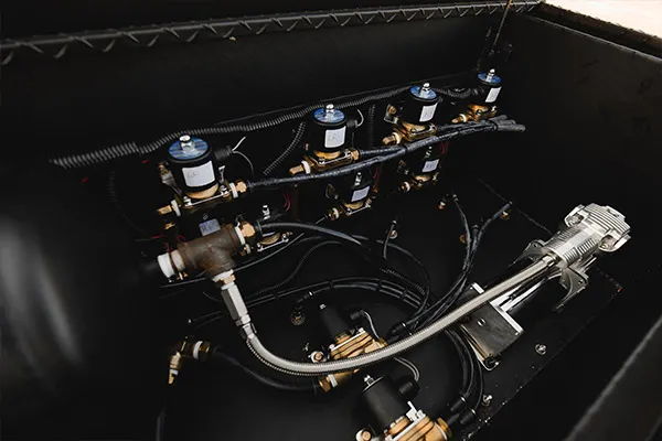 Underbody or chassis view of pneumatic plumbing on Jason's truck photo 8