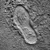 A foot print in dirt