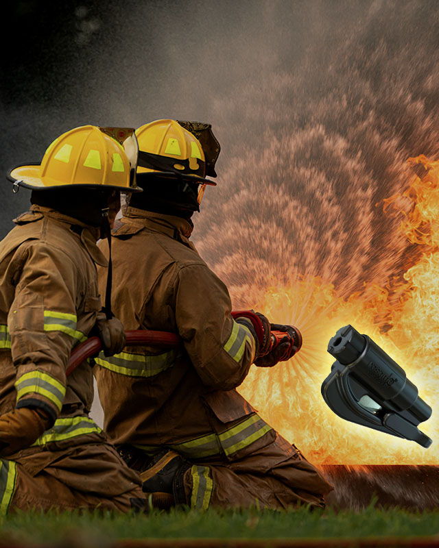 two firefighters training