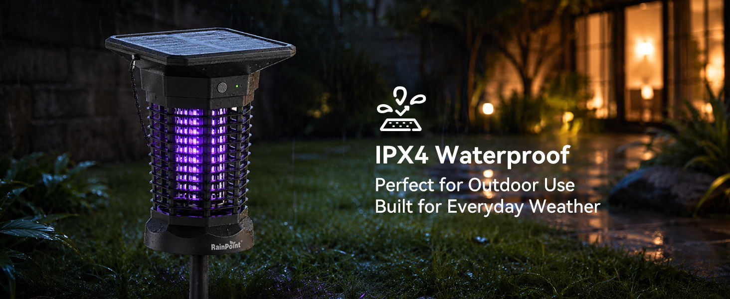 IPX4 Waterproof outdoor light, suitable for damp weather conditions.