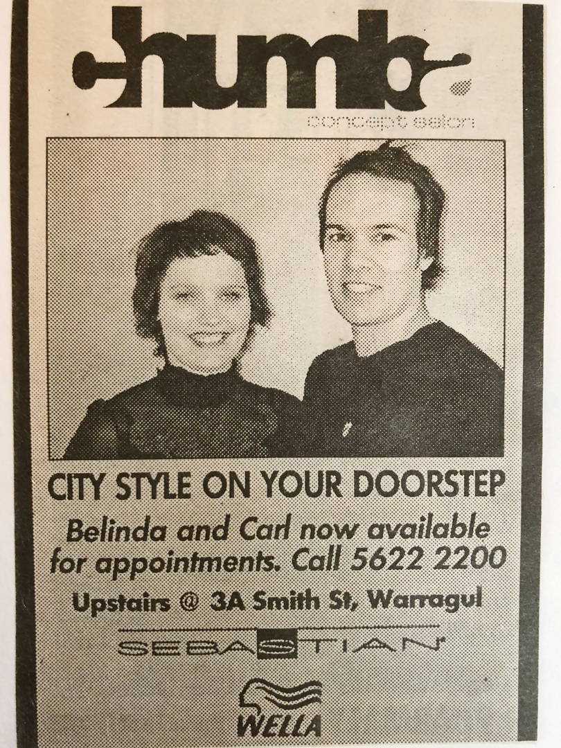 Belinda and Carl Keeley in a newspaper ad cica August 2003