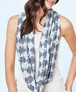 This is J bamboo circle scarf, hatch light blue.
