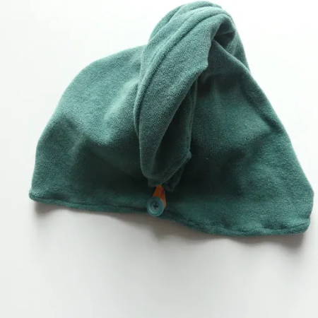 Button Closure on Hair Towel Wrap