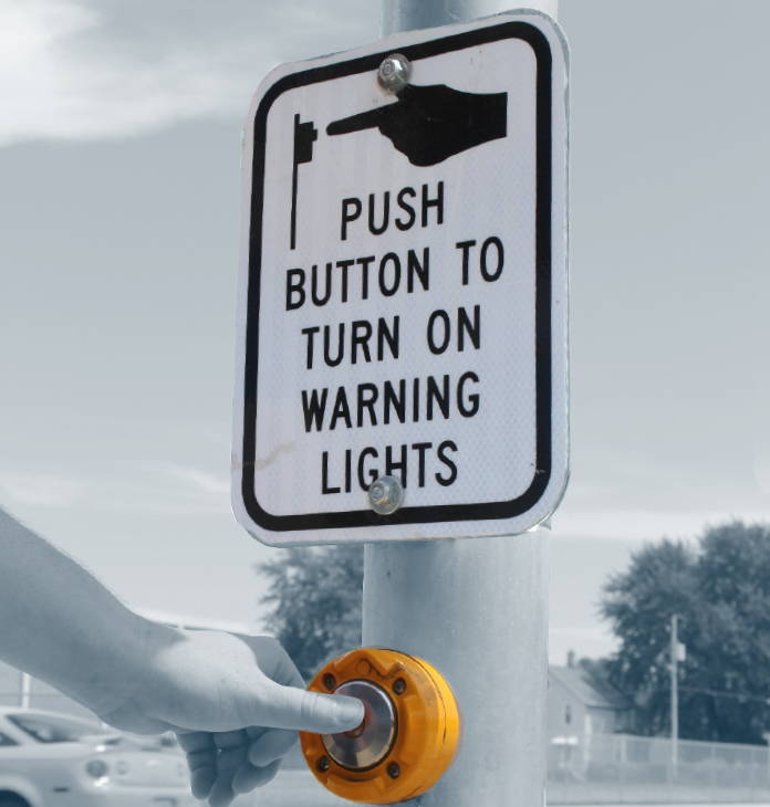 Bulldog Push Button providing audible activation confirmation