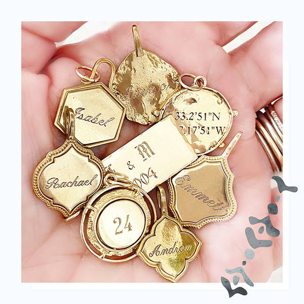 Handful of gold personalized charms