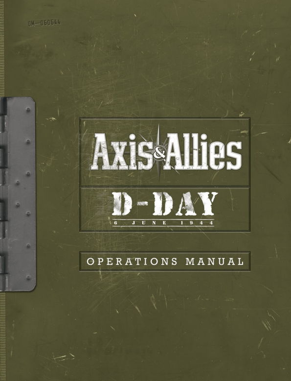 Axis & Allies D-Day Operations Manual cover with military green background.
