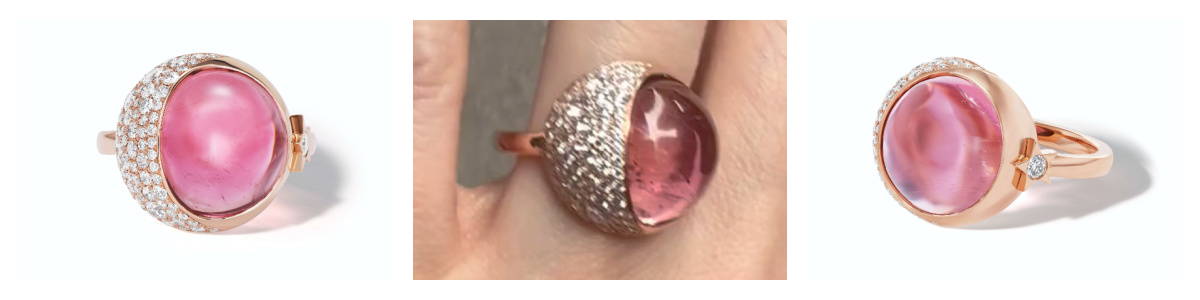 pink moon cabochon ring 