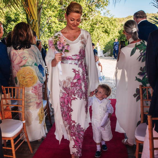 Woman wearing custom bridesmaid dress by Ala von Auersperg