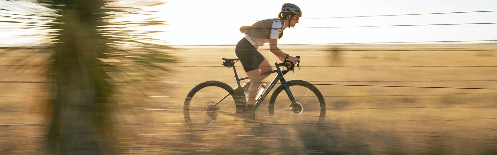 Riding on the Quincy from Juliana bikes, a gravel bike especially for women.