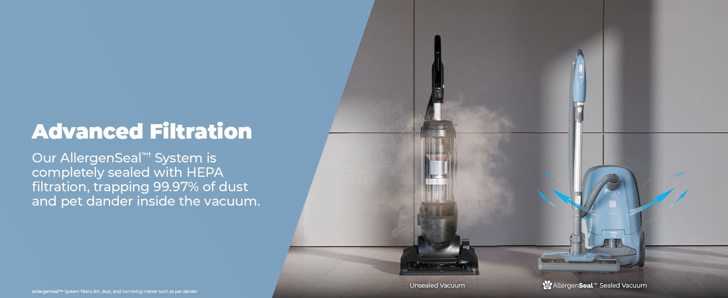 Vacuum cleaners with advanced filtration technology on a clean surface.