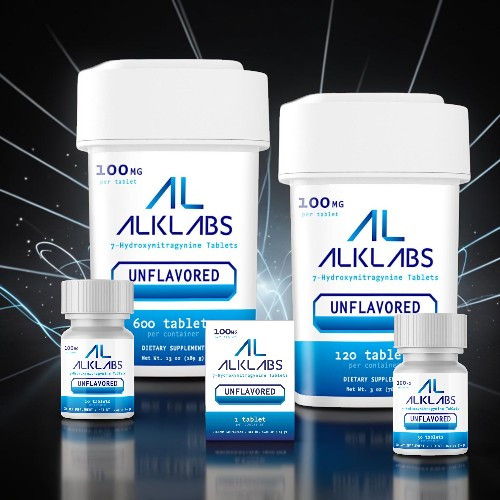 Bottles of ALKLABS supplements, labeled unflavored, displayed against a dark background.