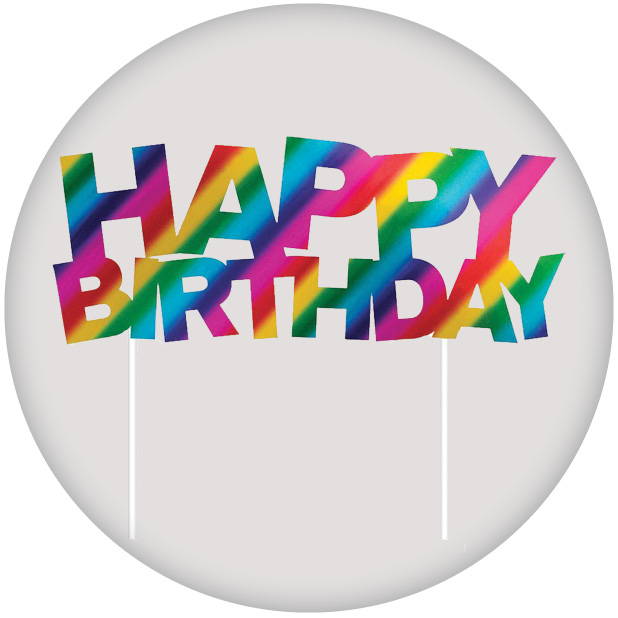 Image of a rainbow happy birthday candle. Shop birthday baking & lollies supplies.