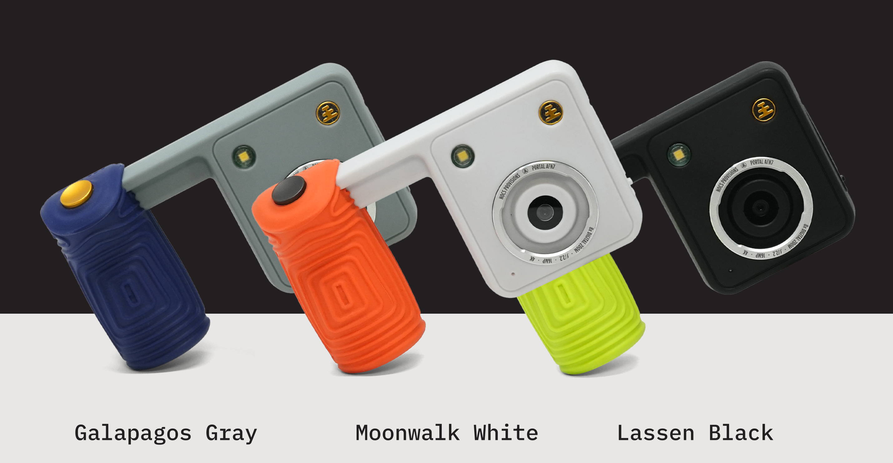 Galapagos Gray, Moonwalk White, Lassen Black