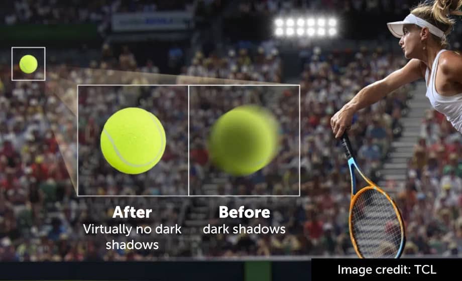Tennis ball comparison: after and before image processing effects.