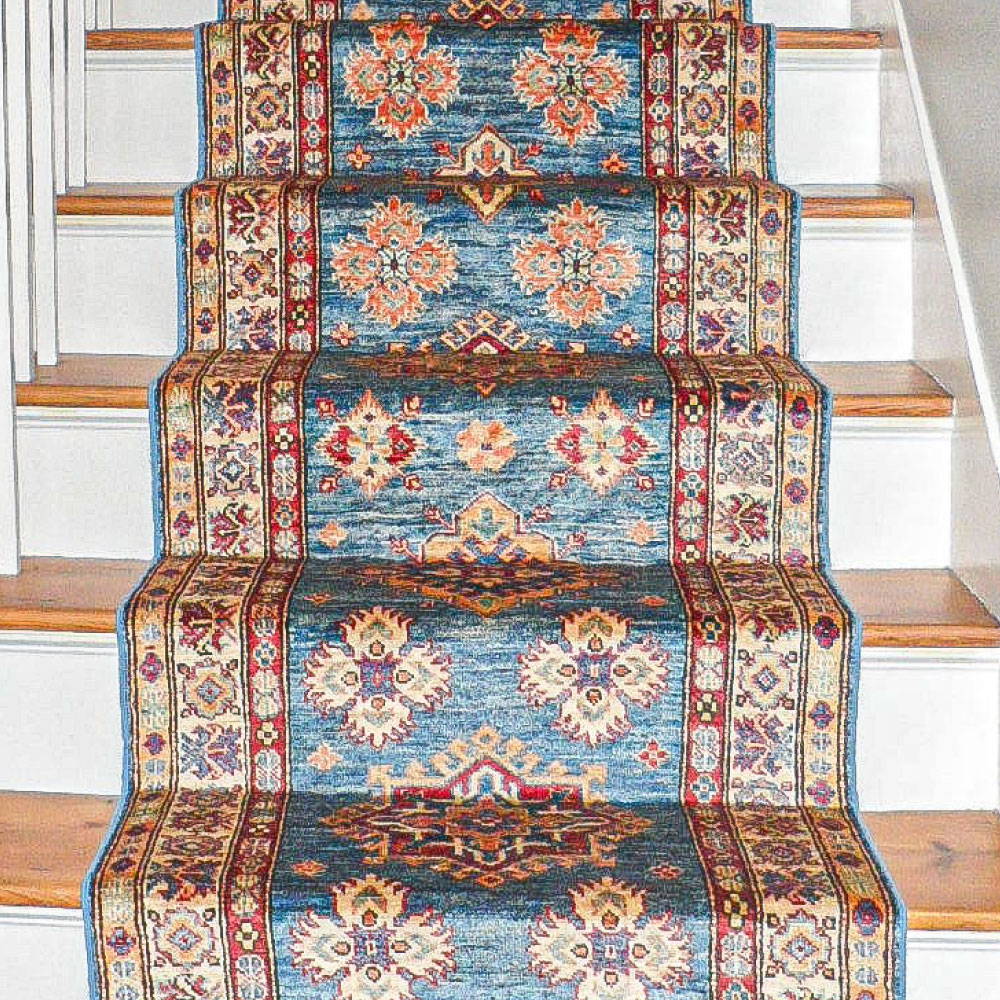 A Kaoud handmade runner for a staircase