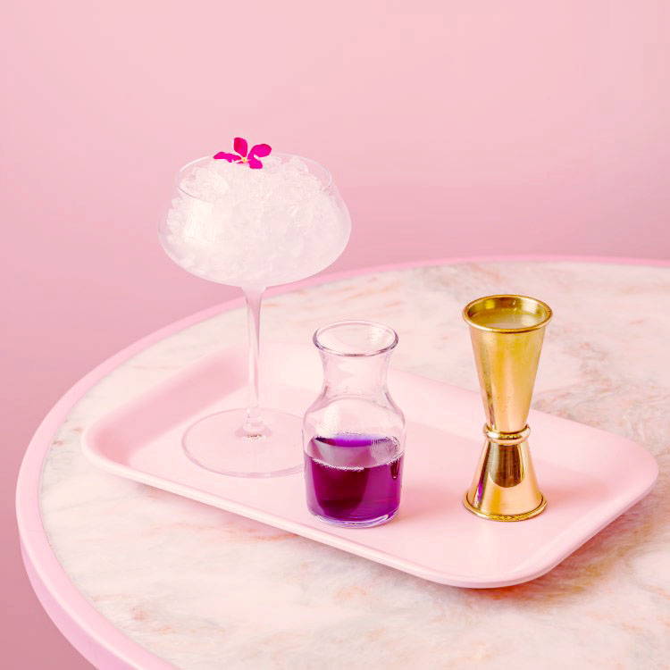 Butterfly Pea Flower Mocktail with pink petal