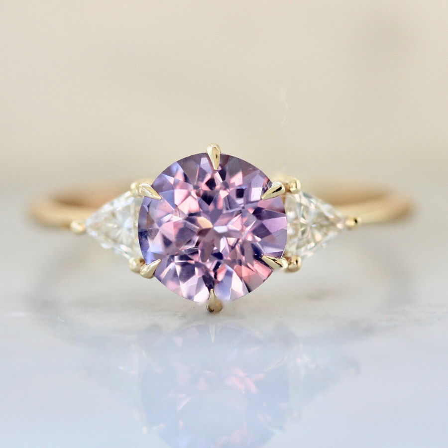 pink purple spinel and diamond ring
