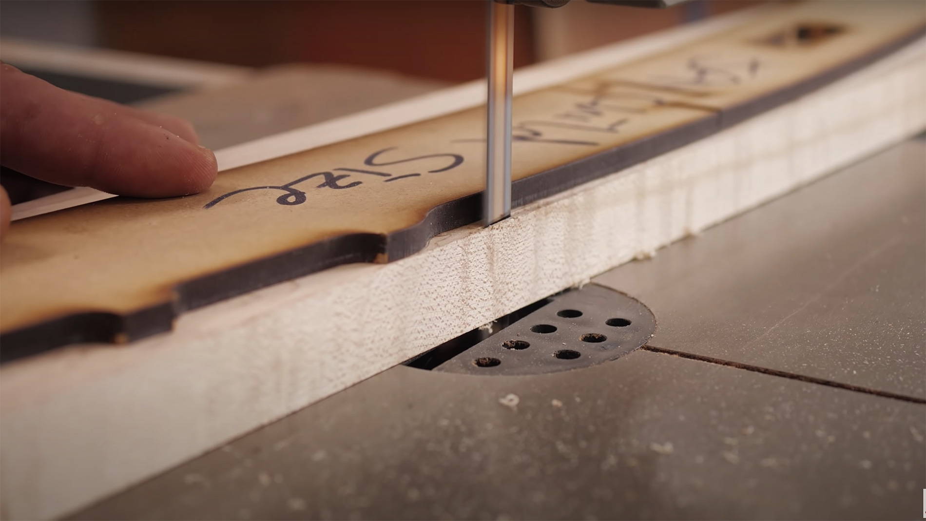 Cutting to a template on a bandsaw