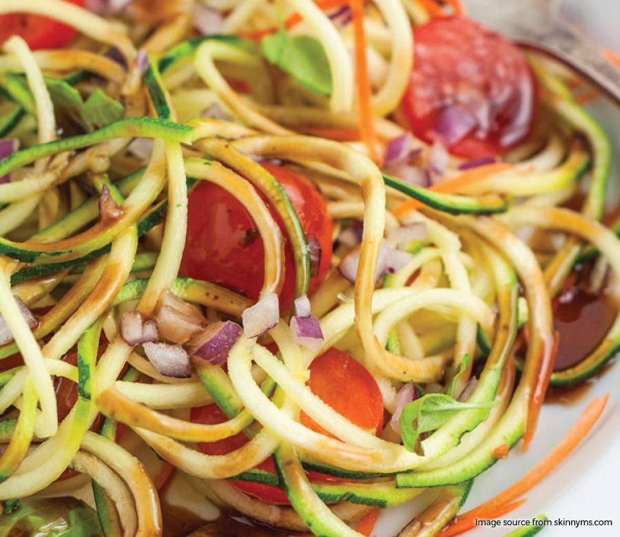 Zucchini Noodle Tomato Salad with Balsamic Dressing