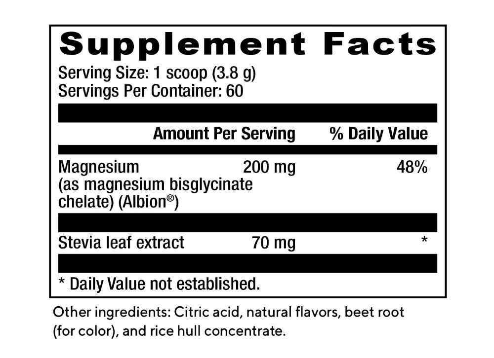 TrueMagnesium facts panel