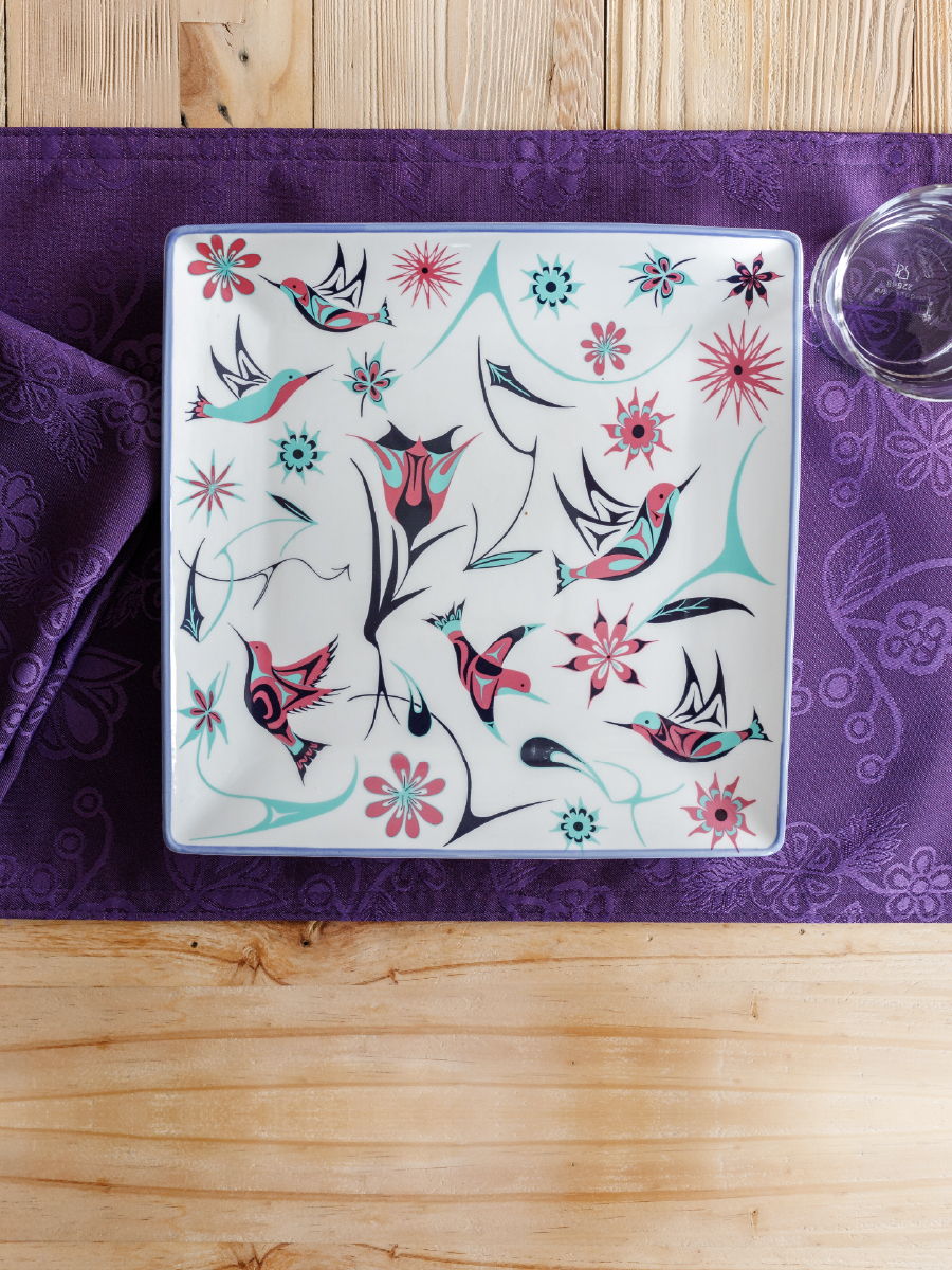 Hummingbirds Serving Plate by Nicole La Rock, Coast Salish