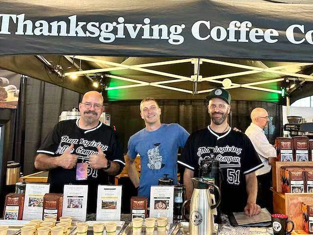 the team prepared for a festival of serving and sharing coffee Joe Seta, Josh Long, Jonah Katzeff, Nathan Nies