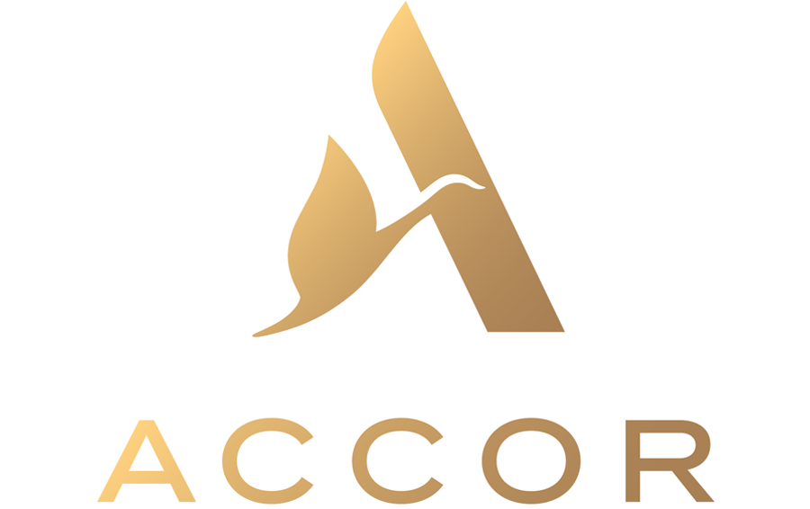 Logo of Accor with stylized letter 