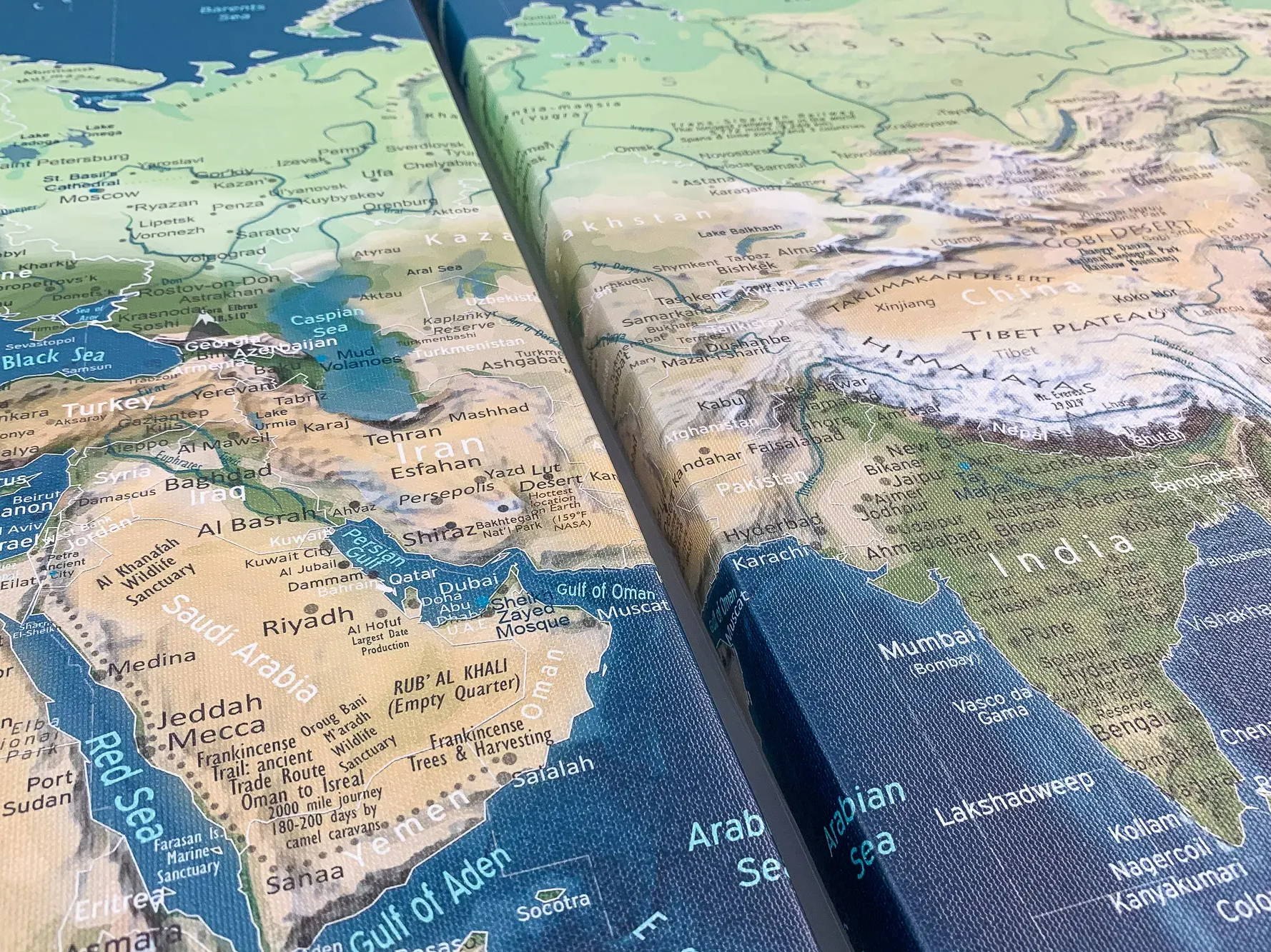 world map on canvas