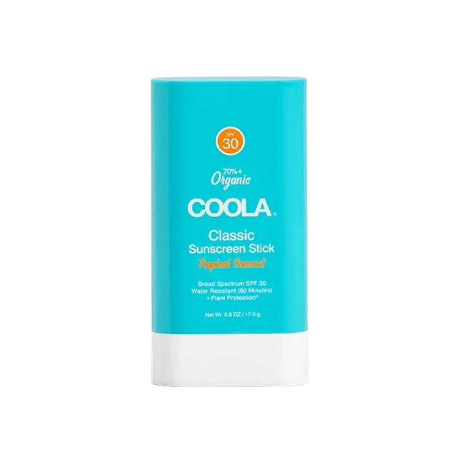 Coola Classic Sunscreen Stick in Tropical Coconut, SPF 50, organic formula.