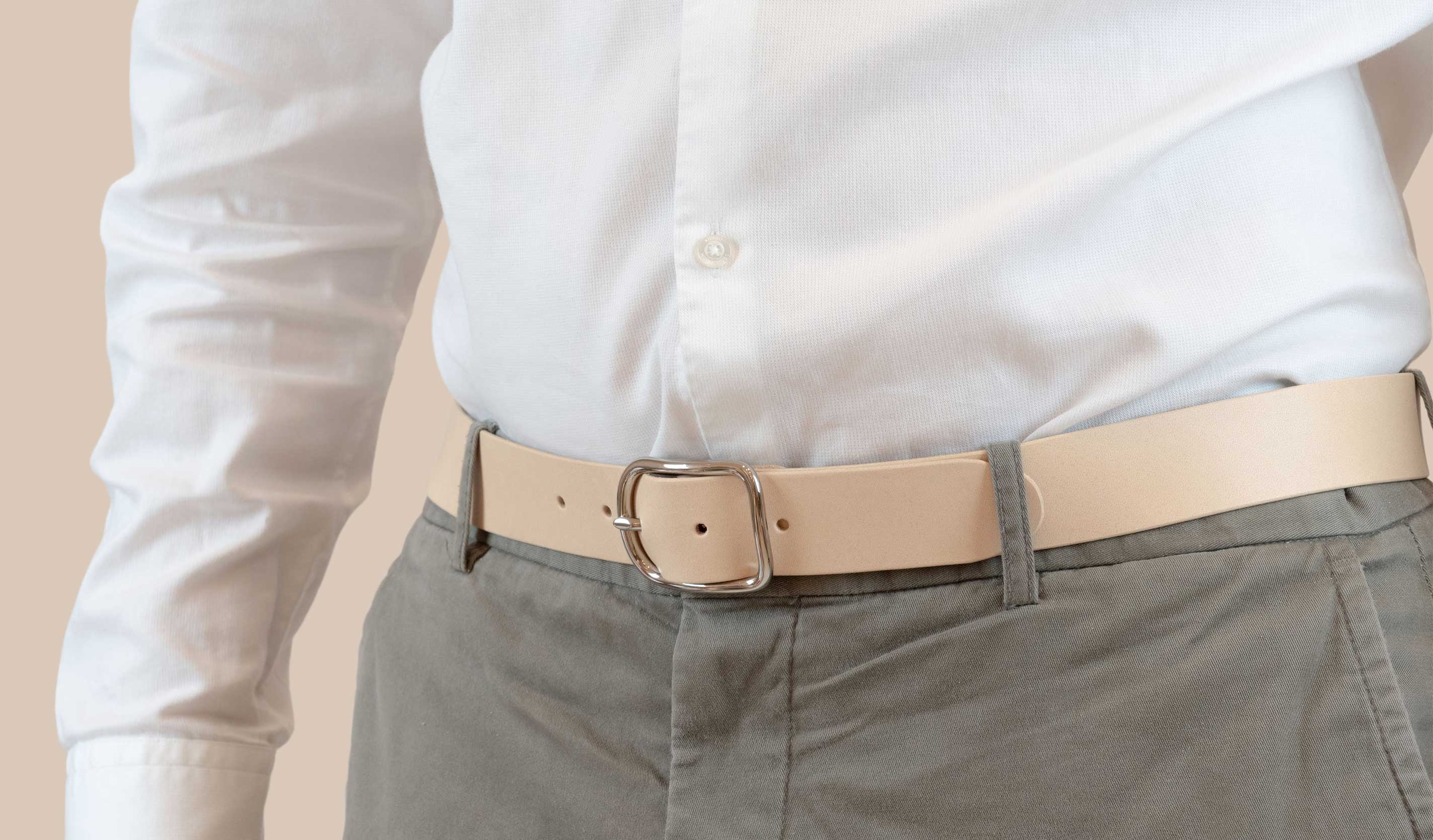 Ceinture en cuir Vachetta Rio Nickel Plated Atelier Madre 