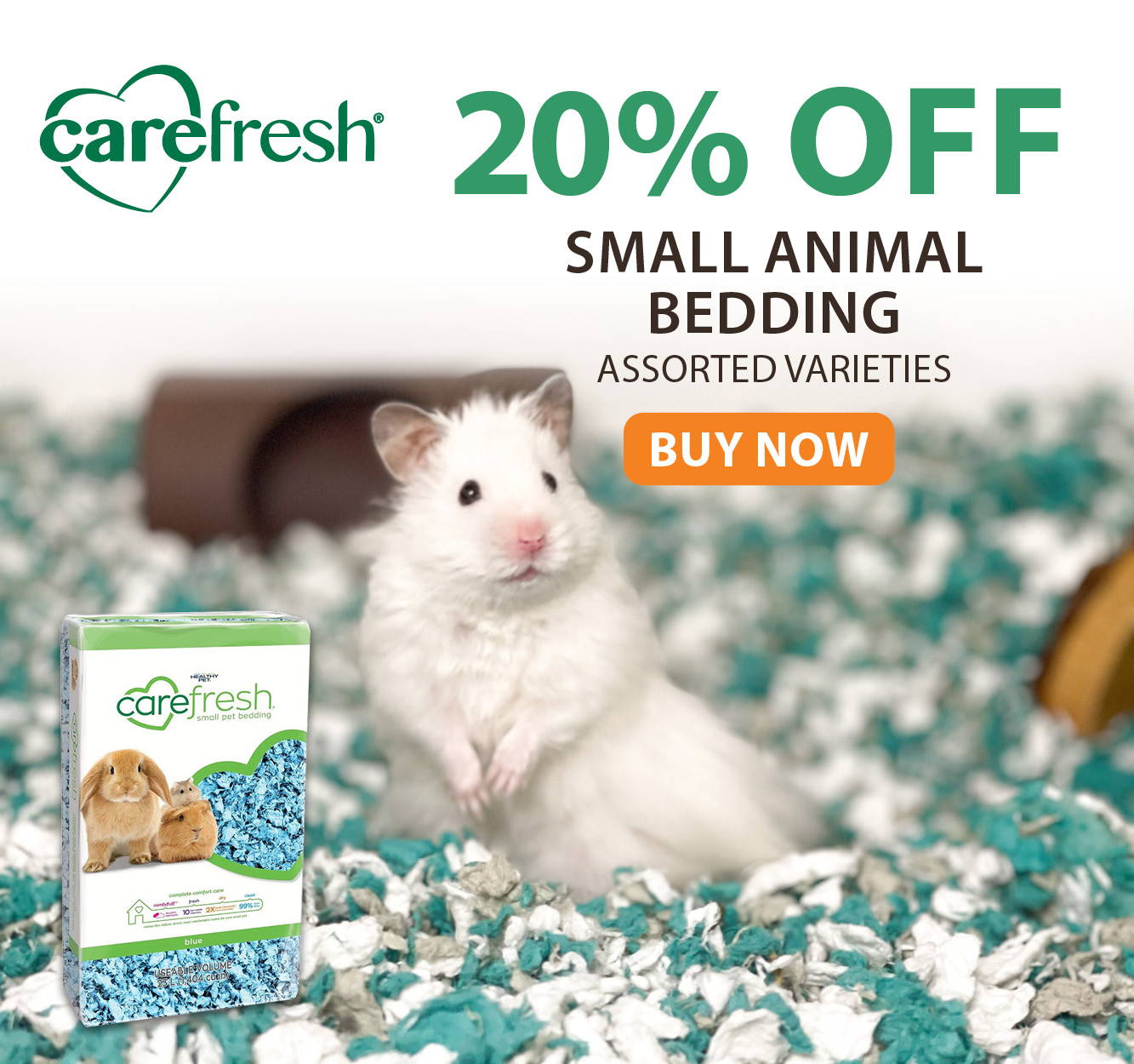 20% off Carefresh small animal bedding
