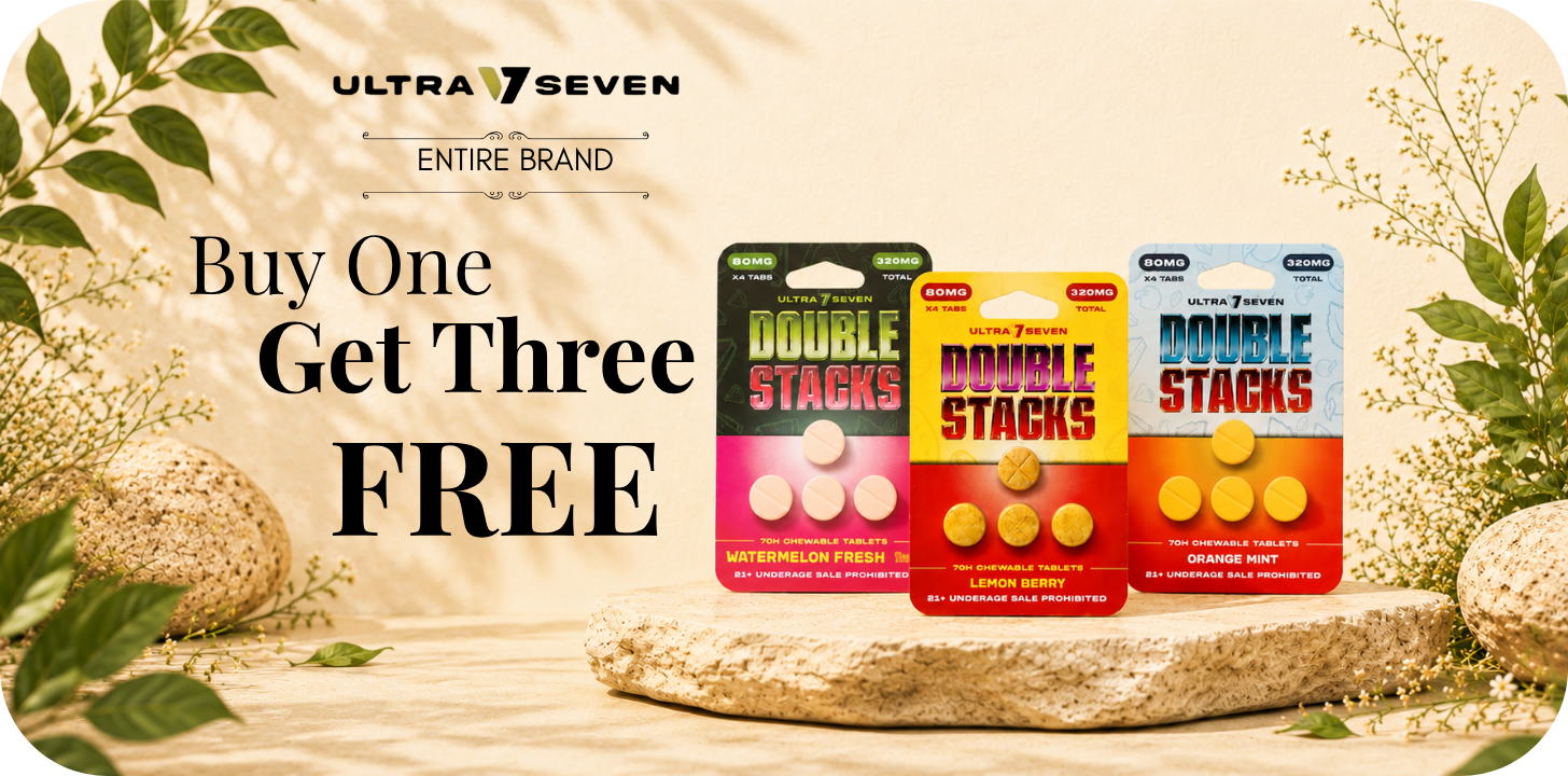 Promotional image for Ultra Seven products: Buy one, get three free offer.